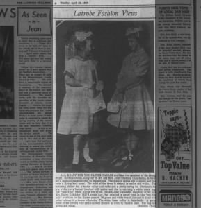 Upholster Sandra 1957 fashion Latrobe Bulletin 15 Apr p2 col 5